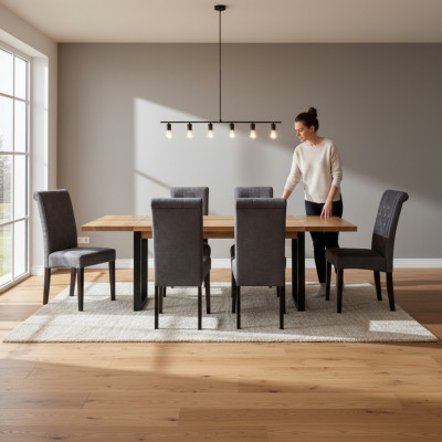 Modern dining table wooden dining room set 6x chair set chairs 7 piece set new