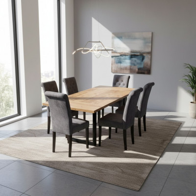 Modern dining table wooden dining room set 6x chair set chairs 7 piece set new