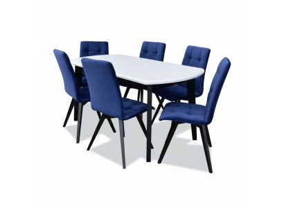Complete set dining table dining room 6x chairs set wood dining group table tables 7-piece set