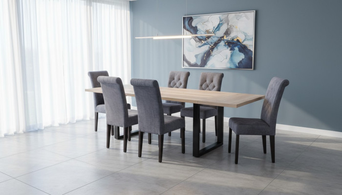 Classic Set Dining Table + 6x Chairs Upholstered Chair Suite Tables Dining Room Group