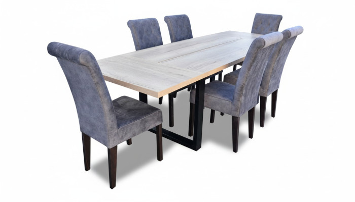 Classic Set Dining Table + 6x Chairs Upholstered Chair Suite Tables Dining Room Group