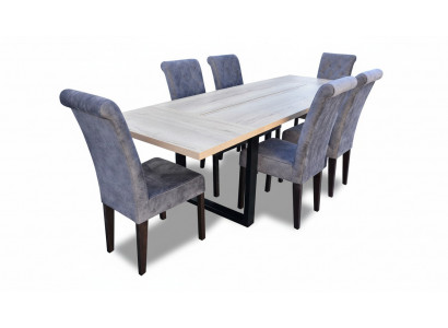 Classic Set Dining Table + 6x Chairs Upholstered Chair Suite Tables Dining Room Group