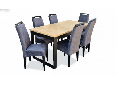 Classic Dining Room Set Rectangular Table 6 Chairs Armchair Set 7-piece.