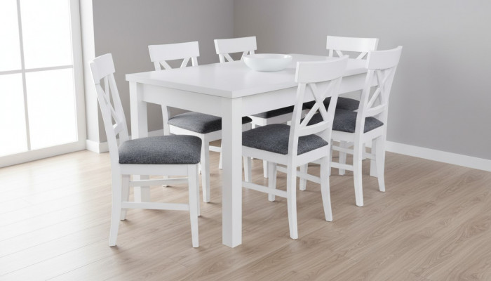 Modern Antique Style Dining Room Set Wood Metal Table Dining Suit 6x Chairs Chair