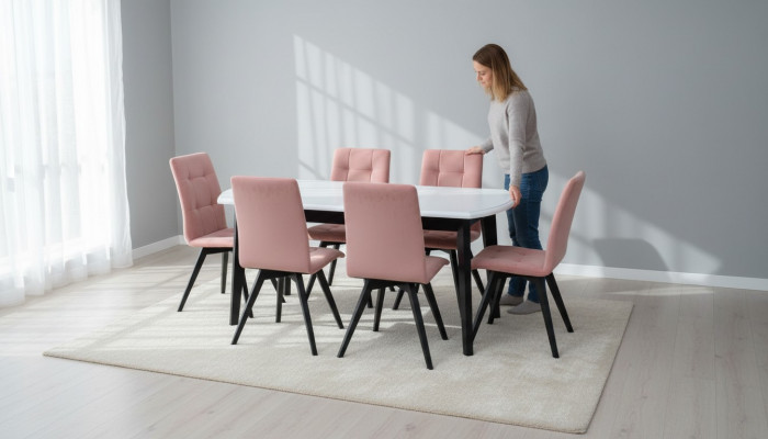 Dining table with 6 chairs, chair dining room set, classic table, 7-piece set, new
