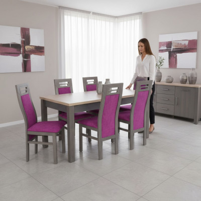 Dining table made of wood, dining room set, 6x chair set, chairs, modern furniture groups