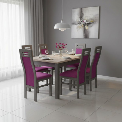 Dining table made of wood, dining room set, 6x chair set, chairs, modern furniture groups