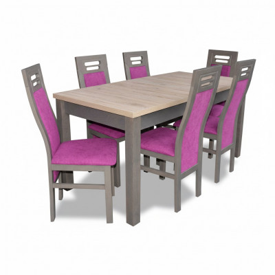 Dining table made of wood, dining room set, 6x chair set, chairs, modern furniture groups