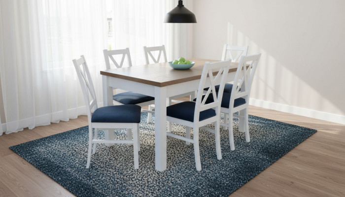 Dining Table Set Table 6xChairs Chair Dining Room Set Table Wood Textile 7-piece