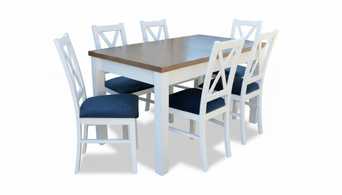 Dining Table Set Table 6xChairs Chair Dining Room Set Table Wood Textile 7-piece