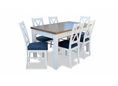 Dining Table Set Table 6xChairs Chair Dining Room Set Table Wood Textile 7-piece