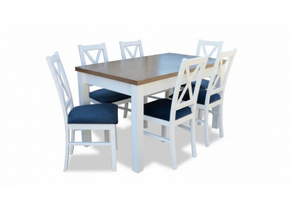 Dining Table Set Table 6xChairs Chair Dining Room Set Table Wood Textile 7-piece