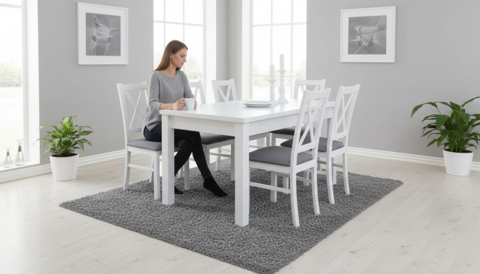 Dining table with 6 chairs set, dining room suite, armchairs, tables, table S18-L, 7 pieces.