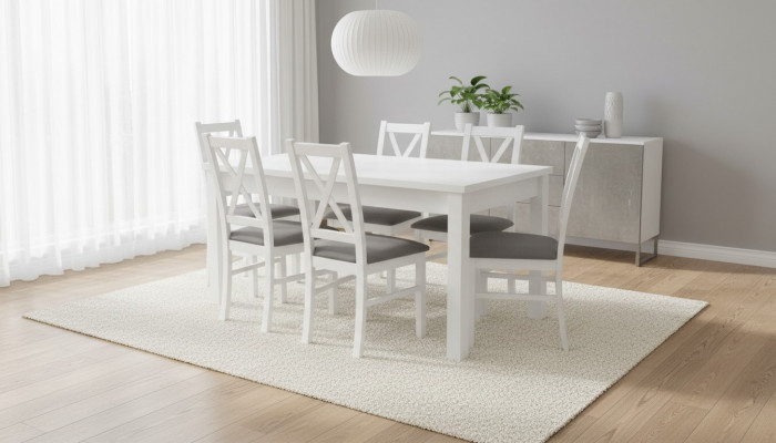 Dining table with 6 chairs set, dining room suite, armchairs, tables, table S18-L, 7 pieces.