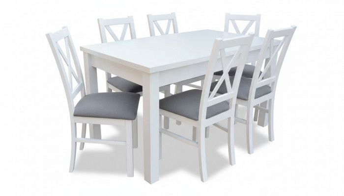 Dining table with 6 chairs set, dining room suite, armchairs, tables, table S18-L, 7 pieces.