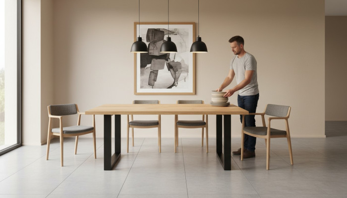 Table dining table wooden table conference table wooden tables beige real wood furniture S7