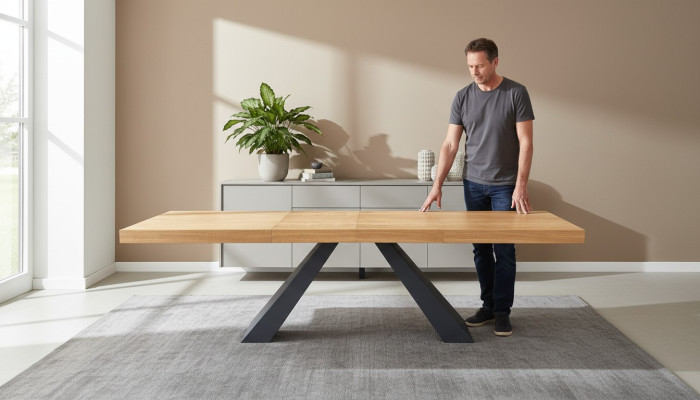 Table dining table wooden table xxl conference table 100x200cm extendable 280cm solid