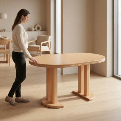 Dining table design wood conference table meeting table 90x90 cm extendable to 90x240 cm