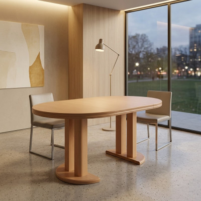 Dining table design wood conference table meeting table 90x90 cm extendable to 90x240 cm