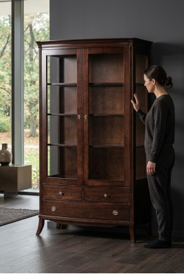 Living Room Furniture Classic Display Cabinet Wood Glass Glass Cabinet Wardrobe Cabinets New