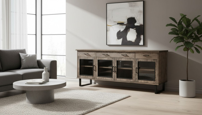 Display cabinet glass cupboard sideboard tall cabinets real wood furniture sideboards
