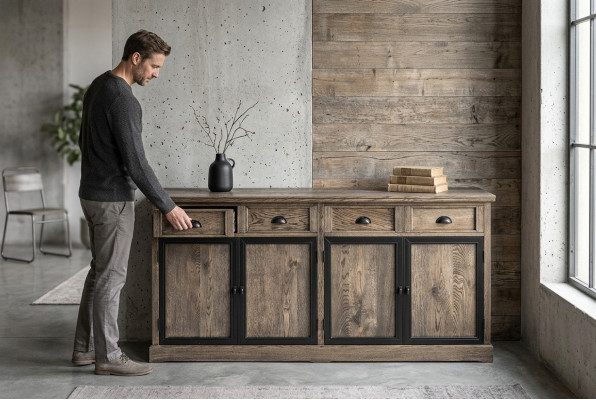Designer dresser side low board cabinet living room shelf wood luxury