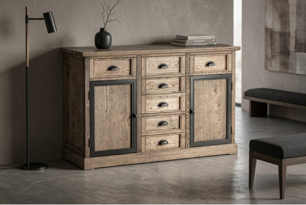 Console table brown wood drawer shelf side table sideboard dresser furniture