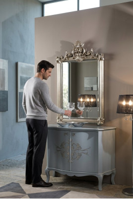 Designer modern large mirror, wall mirror with real wood frame, hanging mirror, luxury furniture