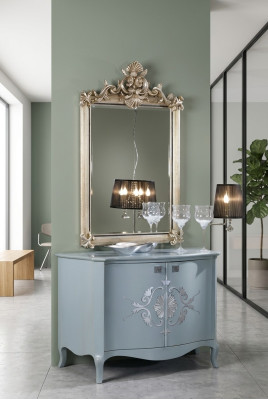 Designer modern large mirror, wall mirror with real wood frame, hanging mirror, luxury furniture