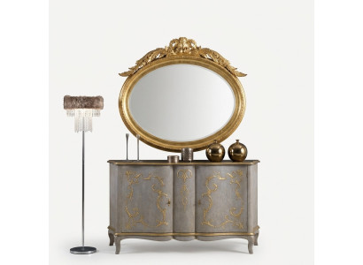 Oval mirror wall mirror handcrafted wood frame glass Baroque Rococo gold