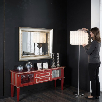 Classic wall mirror with wooden frame, mirror, luxury furniture, silver hanging glass frame wall.
