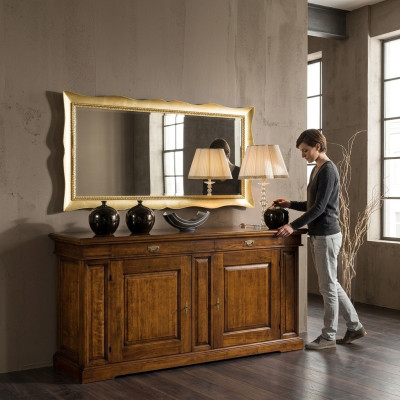 Mirror wall glass XXL gold large 181x91 frame wood hanging mirror Baroque Rococo