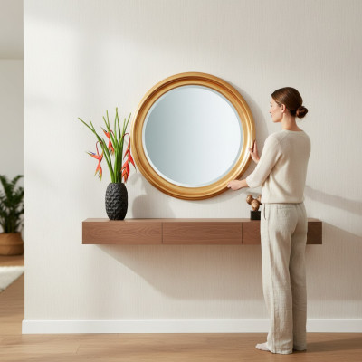 Mirror Wall Mirror Hallway Mirror Bathroom White Modern Wood Wall Decoration Mirror
