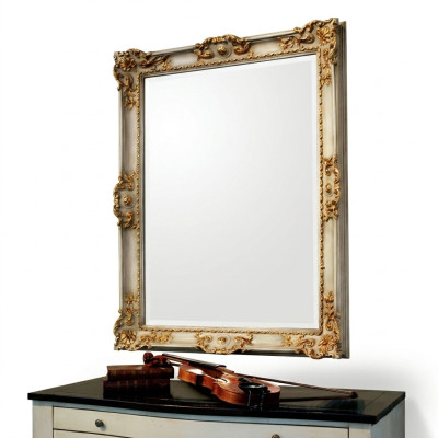 Mirror wall mirror designer hallway living room bathroom wood design 88x118 baroque