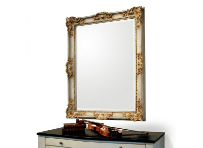 Mirror wall mirror designer hallway living room bathroom wood design 88x118 baroque