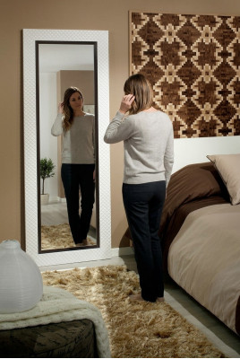 Handcrafted mirror, large floor mirror, wood frame, real wood, 176x86cm, hanging.