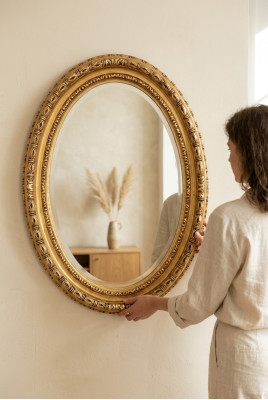 Classic Designer Mirror Wall Mirror Oval Mirror Oval Baroque Rococo 68x88cm
