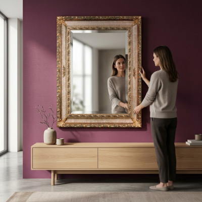 Classic wall mirror, wooden frame, mirror, furniture 94x184 design, baroque, rococo, new.