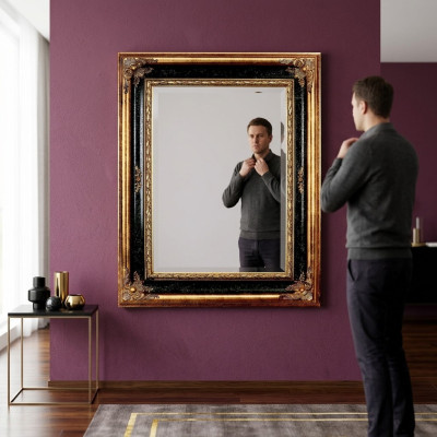 Classic designer mirror wall mirror Baroque Rococo 96x133cm wood frame new