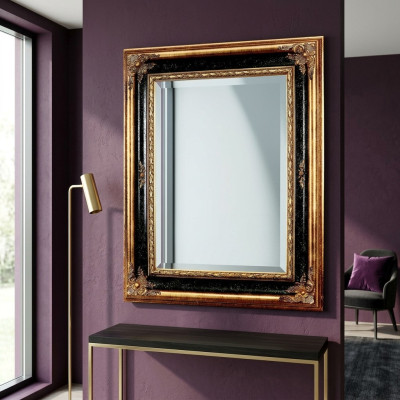Classic designer mirror wall mirror Baroque Rococo 96x133cm wood frame new