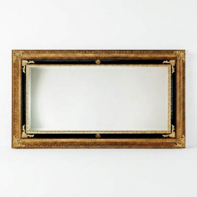 Classic wall mirror with wooden frame, mirror furniture 107x197 glass frame wall gold