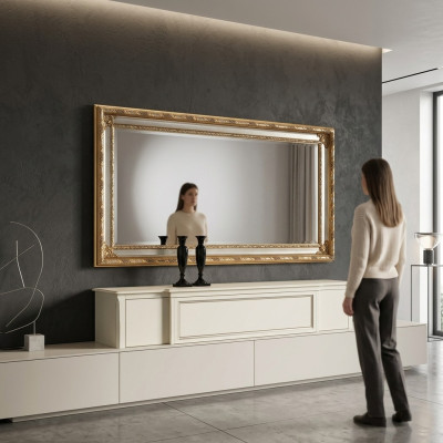Classic wall mirror with wooden frame mirror furniture 94x184 glass frame wall furniture