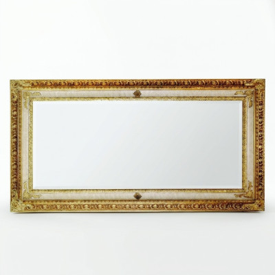 Classic wall mirror, wooden frame, mirror furniture, gold, 104x194, glass, frame, wall.