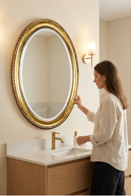 Medusa Oval Mirror Bathroom Design Round Wall Mirror Round Baroque Rococo Wood Frame