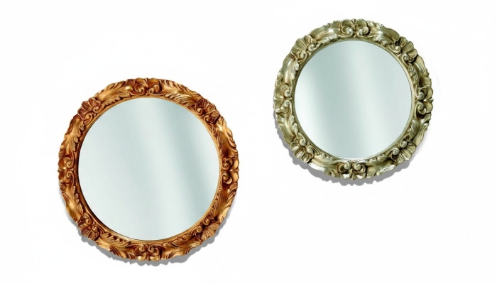 Classic Wall Mirror Wood Frame Mirror Furniture Round 65cm Glass Design Round New