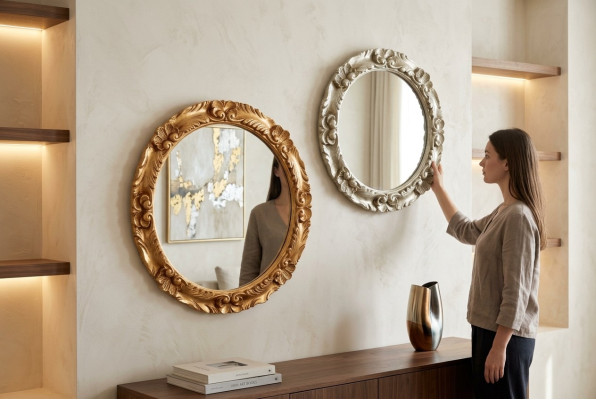 Modern large wall mirror mirror real wood frame hanging mirror luxury furniture