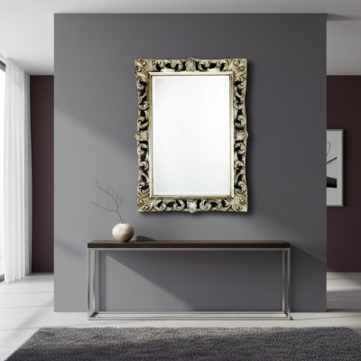 Living Room Mirror Wall Mirror Designer Hallway Bathroom Wood Glass Design 113x113 New