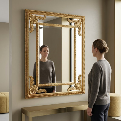 Decoration mirror wall mirror hallway mirror bathroom hallway wood wall little mirror baroque