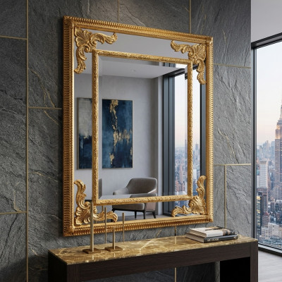 Decoration mirror wall mirror hallway mirror bathroom hallway wood wall little mirror baroque