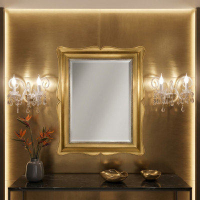Mirror Furniture Baroque Classic Wall Mirror Wood 85x105 Glass Frame Wall Gold